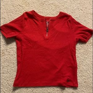 Red cropped shirt